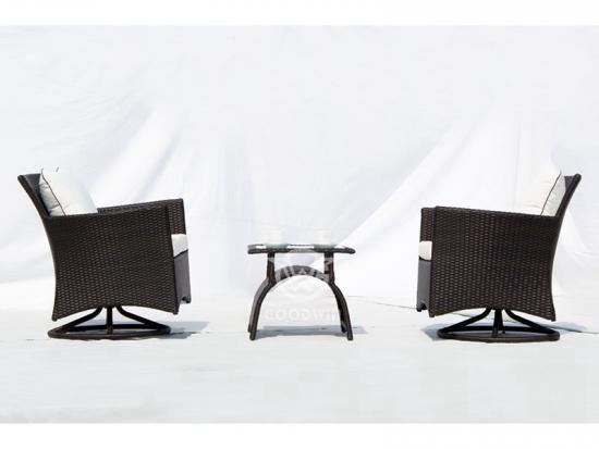 Rattan Swivel Chairs Set