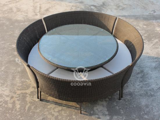 Patio Furniture Rattan Curved Dining Set