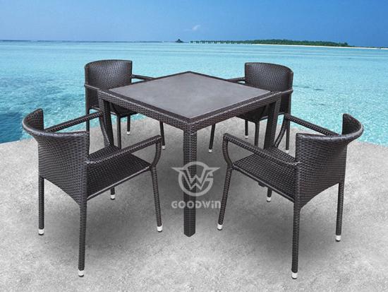 4 Seat Wicker Rattan Dining Set For Outdoor