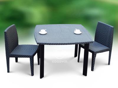 3pcs Wicker Rattan Square Dining Table Set