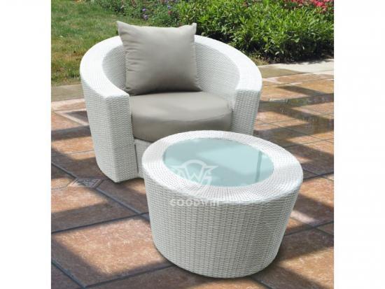 All Weather Synthetic Rattan Recliner Chair With Table