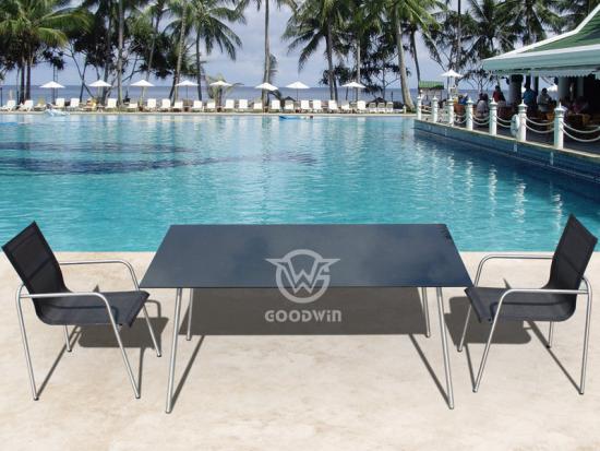 3 Pieces Balcony Furniture Stainless Steel Frame Dining Set
