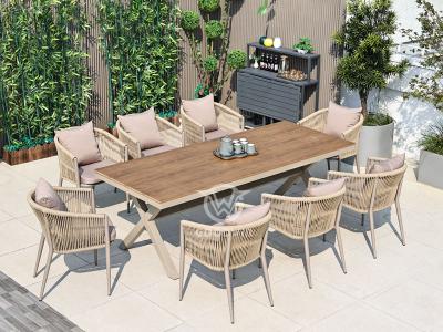 Garden Furniture Aluminum Frame Rope Dining Chair Set