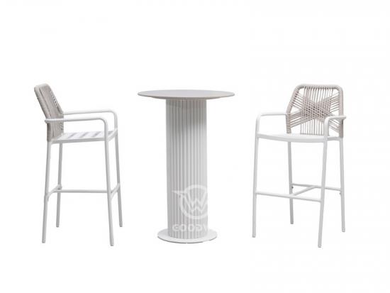 Outdoor Aluminum Frame Weave Rope Bar Stool Set