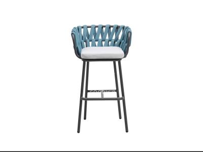 كرسي بار بارتفاع حبل منسوج بإطار من الألومنيوم مناسب للحياة الخارجية